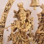 Brass Radha Krishna with Arch Idol | 45" x 30" x 10" (114 x 76 x 25 cm) | 71 kg Superfine Enhanced Carving | Temple Grade Divine Statue | Krishna Leela Art